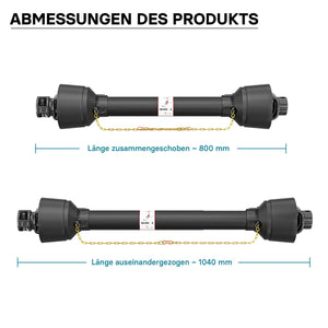 Albero cardanico T4 Giunto 800-880mm 460Nm 540rpm Cardano 40kW (55CV) 1 3/8" 6 denti 35mm rotondo
