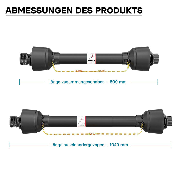 Albero cardanico T4 Giunto 800-880mm 460Nm 540rpm Cardano 40kW (55CV) 1 3/8" 6 denti 35mm rotondo