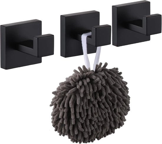 Maniglioni per asciugamani Autoadesivi - 3 Maniglioni per Asciugamani - Fissaggio a vite - Acciaio Inossidabile - Per Parete e Porta - Ganci per Capocassetti