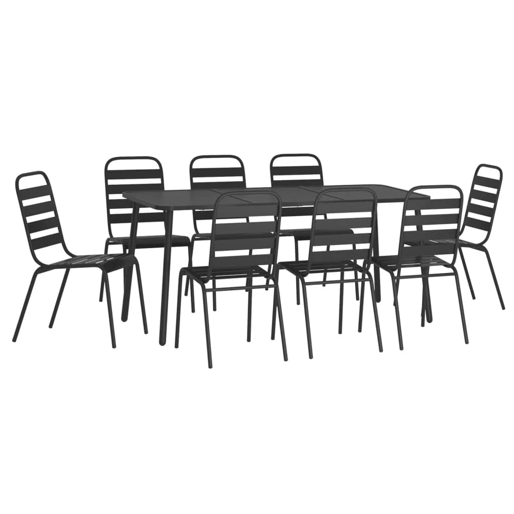 Set da pranzo da giardino per esterni in acciaio antracite da 9 pezzi 02_0014064