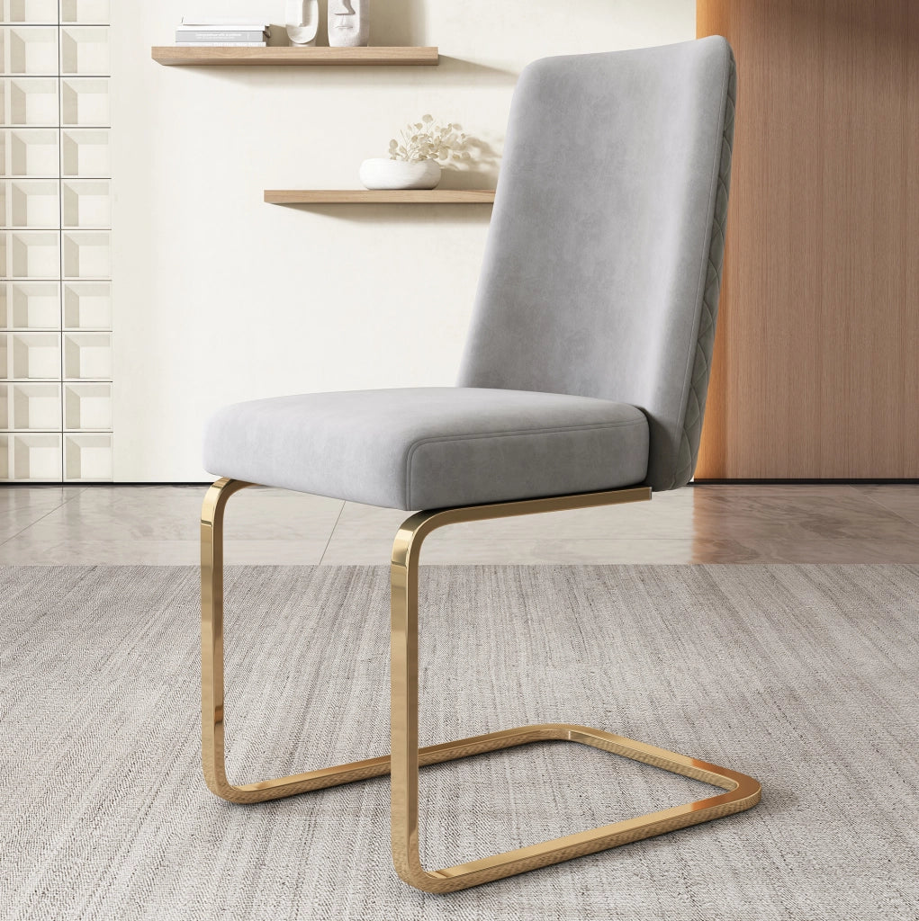 Set 2 sedie da pranzo in velluto grigio con gambe in metallo