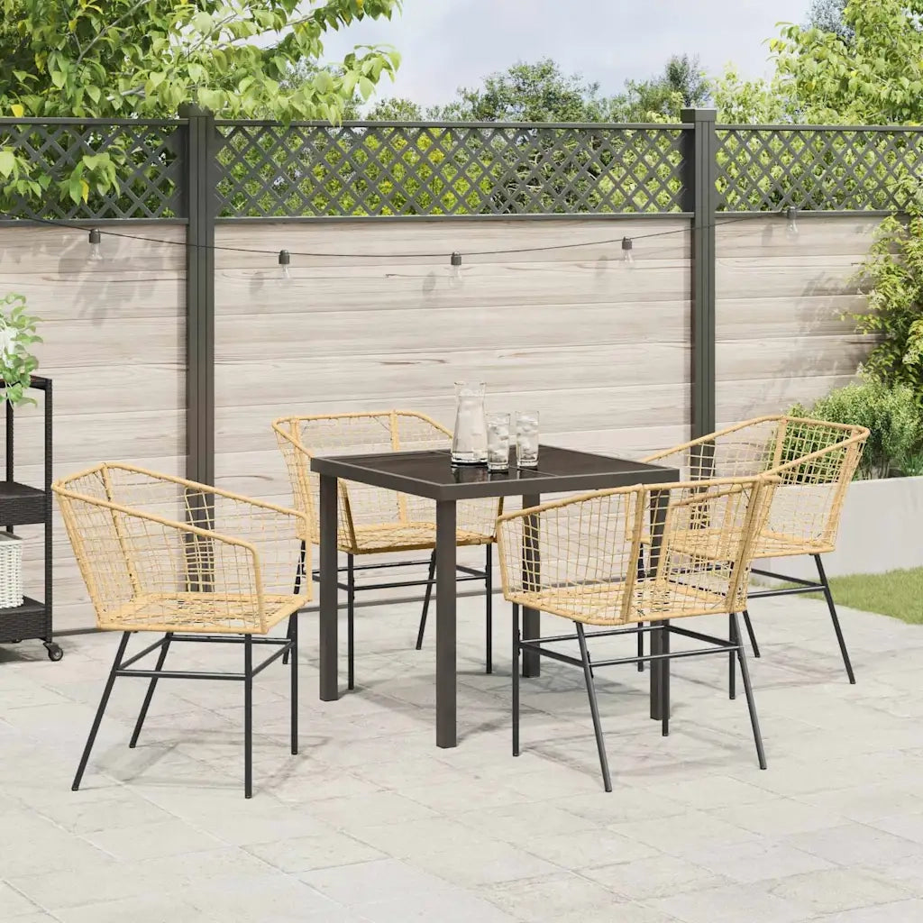 Set da Pranzo per Giardino 5 pcs Marrone polyrattan 3380898