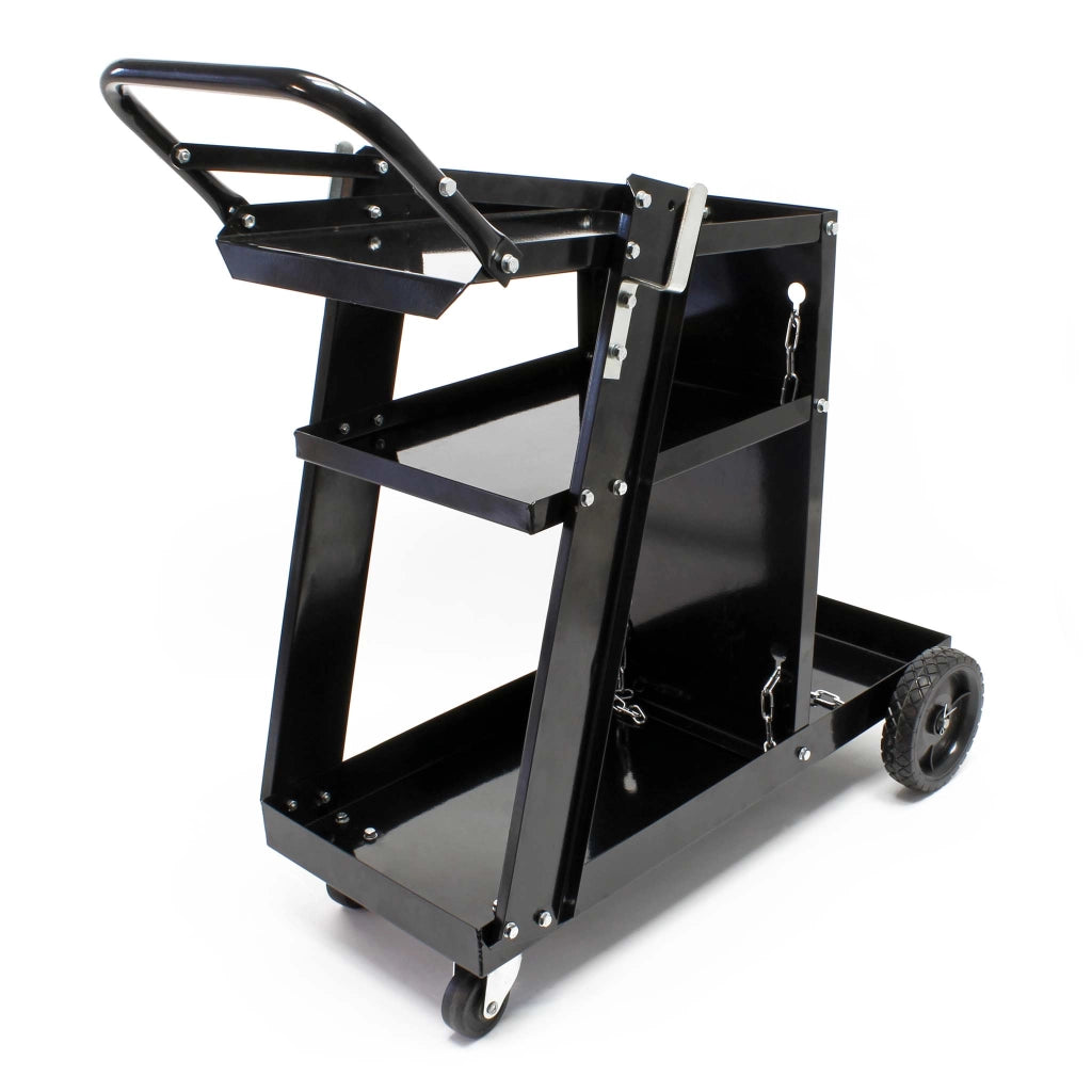 Carrello porta saldatrice max 45 kg, 3 ripiani con vano bombola, Carrello da officina per saldatura