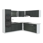 Vicco Cucina angolare completa Antracite casa di campagna/bianco 237 x 60 cm , PL Marmo