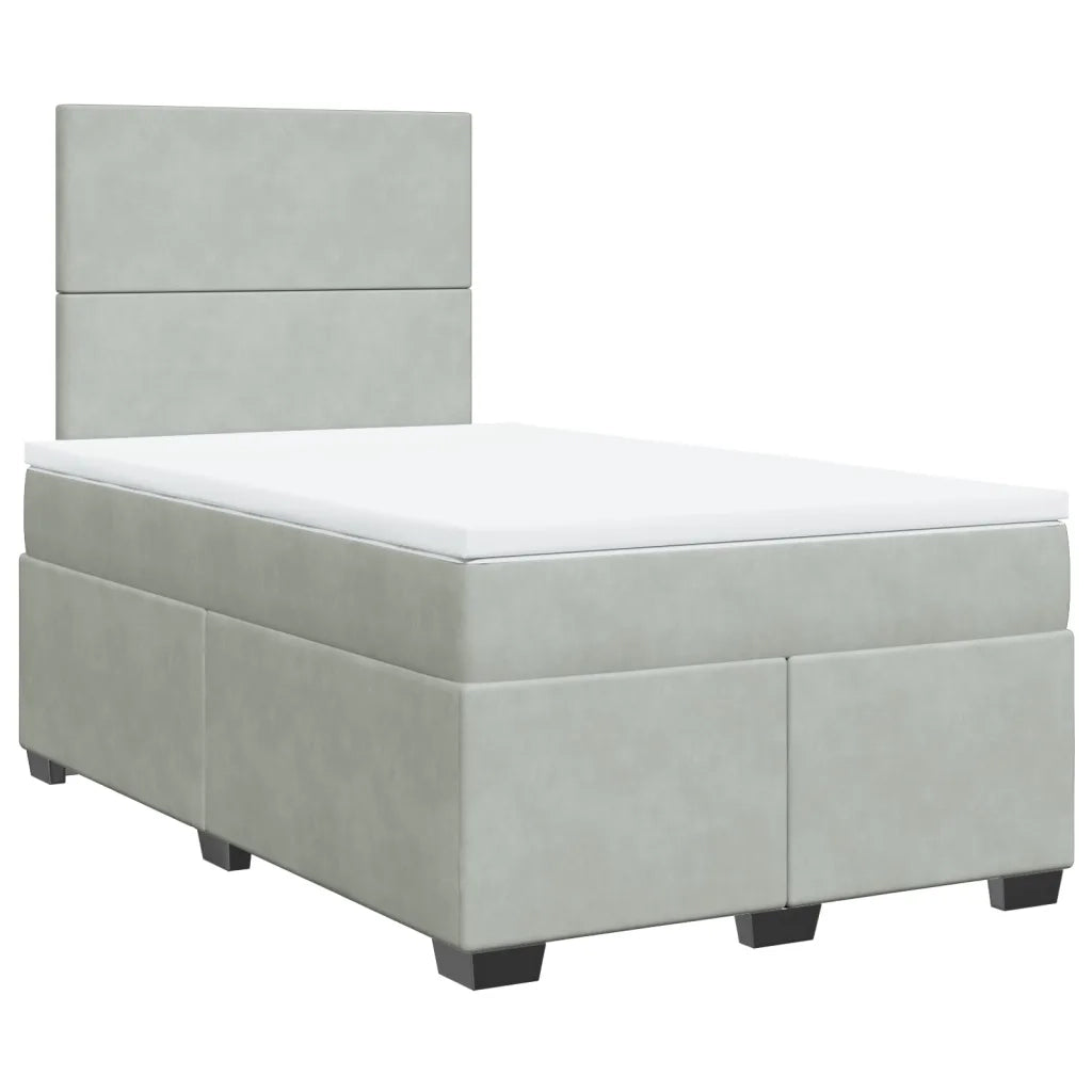 Giroletto a Molle con Materasso Grigio Chiaro 120x190cm Velluto