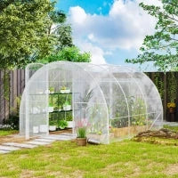 Serra da Giardino a Tunnel 3 x 3 x 2 m 9 m² con Porta a Cerniere Telo, in PE 150 g/m², per Verdure, Piante, Fiori, Trasparente