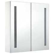 Mobiletto da bagno con specchio LED 60 x 14 x 62 cm bianco e argento 02_0006566