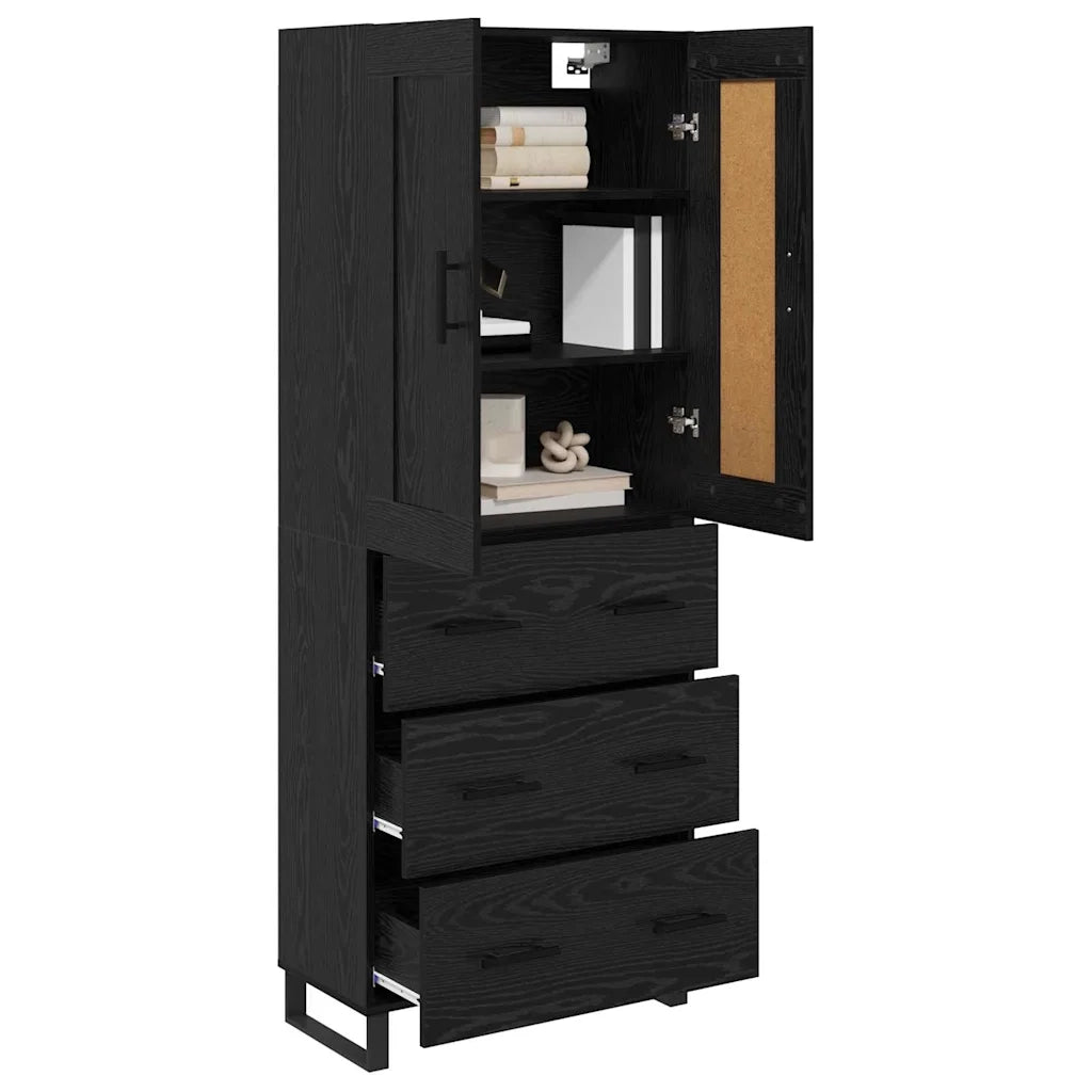 Credenza Rovere Nero 69,5 x 34 x 180 cm Legno multistrato 3416175