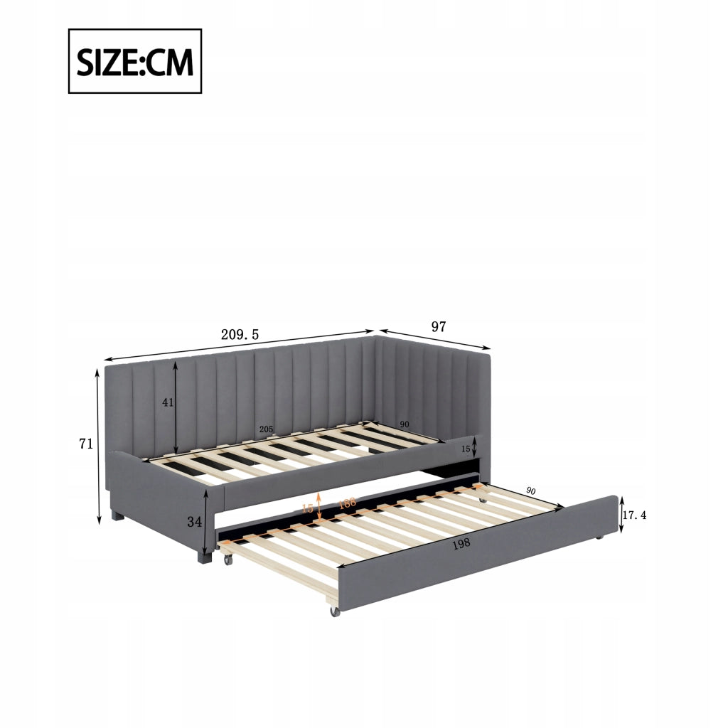 Letto pieghevole per adolescenti e bambini - Xylo - 90x200 - Grigio vellutato