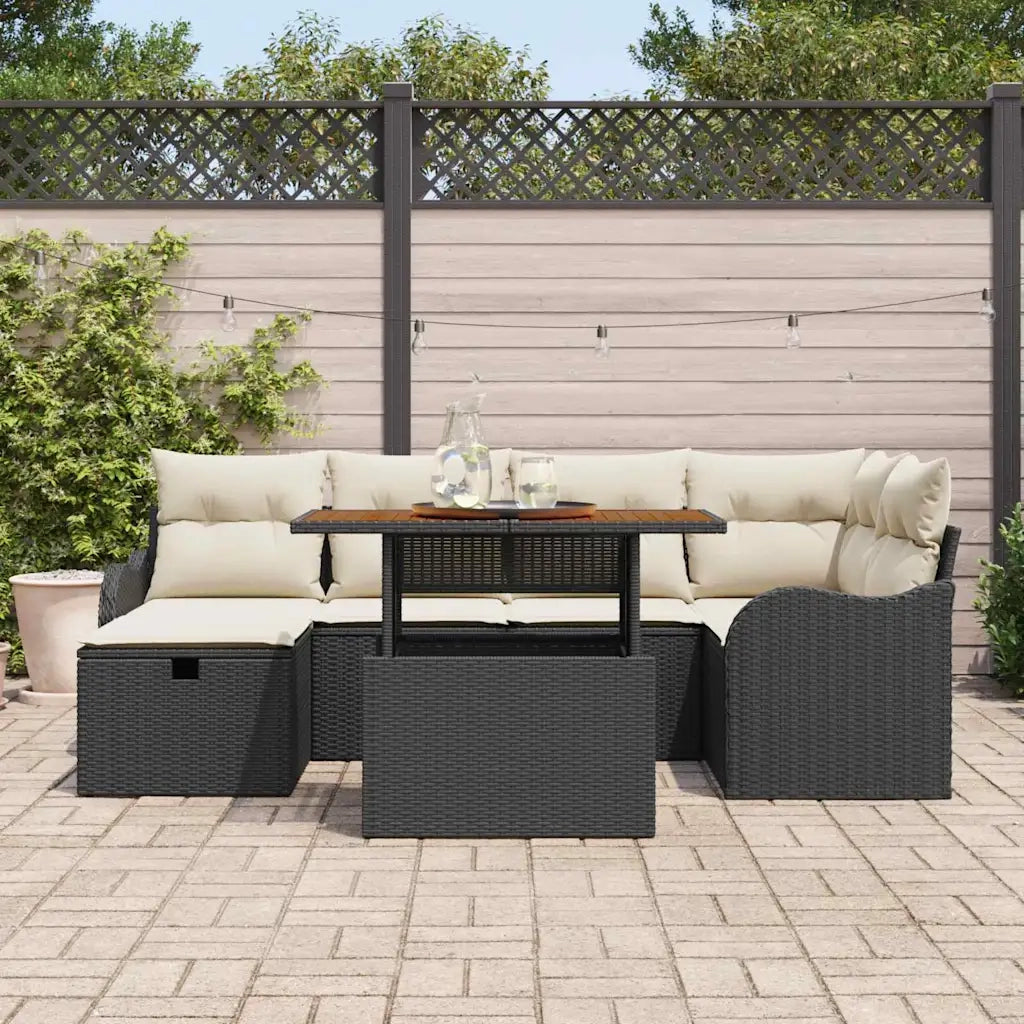 Set Divano da Giardino 7 pcs Nero polyrattan 3361271