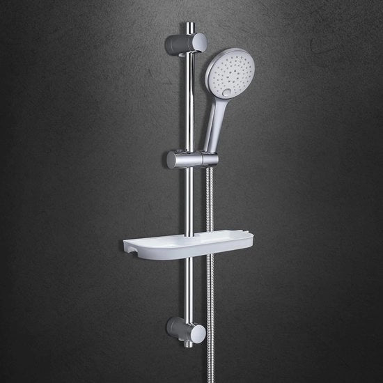 Colonna doccia regolabile in acciaio inox 70 cm con piatto doccia e doccia manuale