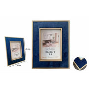 Trade Shop - Cornice Per Foto Poster Quadri Tele Portafoto 21x29.7 Cm Blu Con Bordi Oro 70314 -