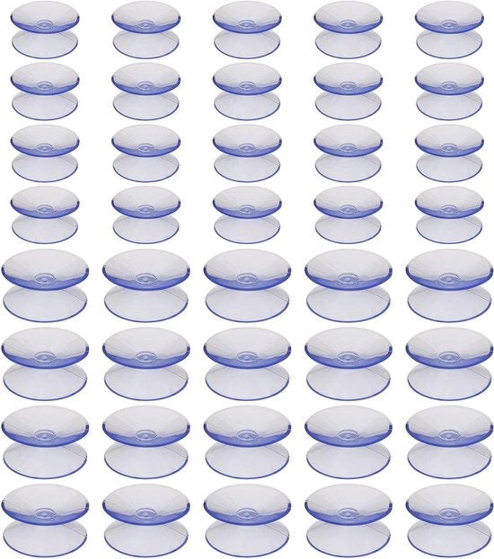 Zuignappen trasparenti in PVC doppia faccia 40 pezzi - Adatti a vetro, tavolo, specchio, finestra, marmo, acquario - 2cm di diametro, 3cm di altezza - Utilizzo multifunzionale