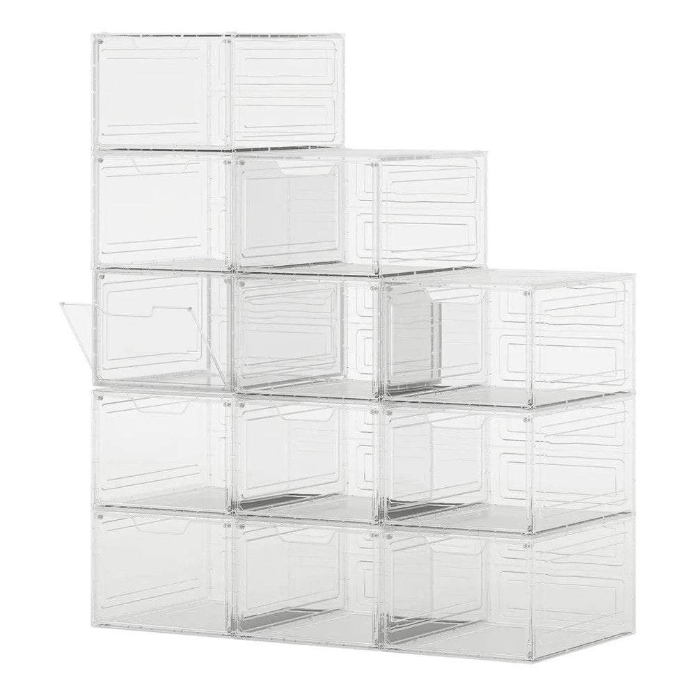 Trade Shop - Box Contenitore Per Scarpe Calzature Scatola Impilabile 34x25x18.4cm Trasparente 87648 -