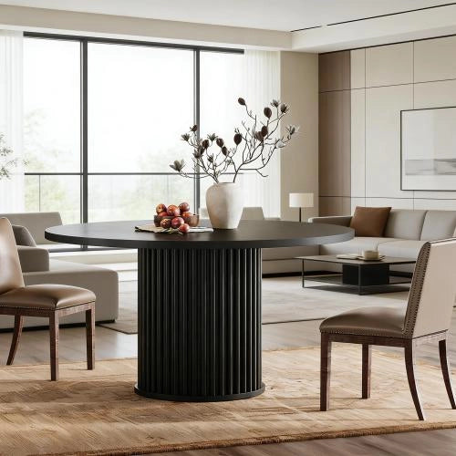 TAVOLO ROTONDO 120 cm Nero in Legno, da 6 Posti