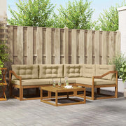 Set di divani da esterno con cuscino 5 pcs Naturale e Beige
