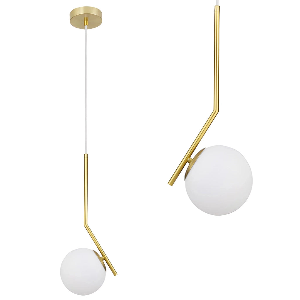 Lampada Da Soffitto Pensile Di Vetro Palla Oro Bianco Oro G106-1w Gold White