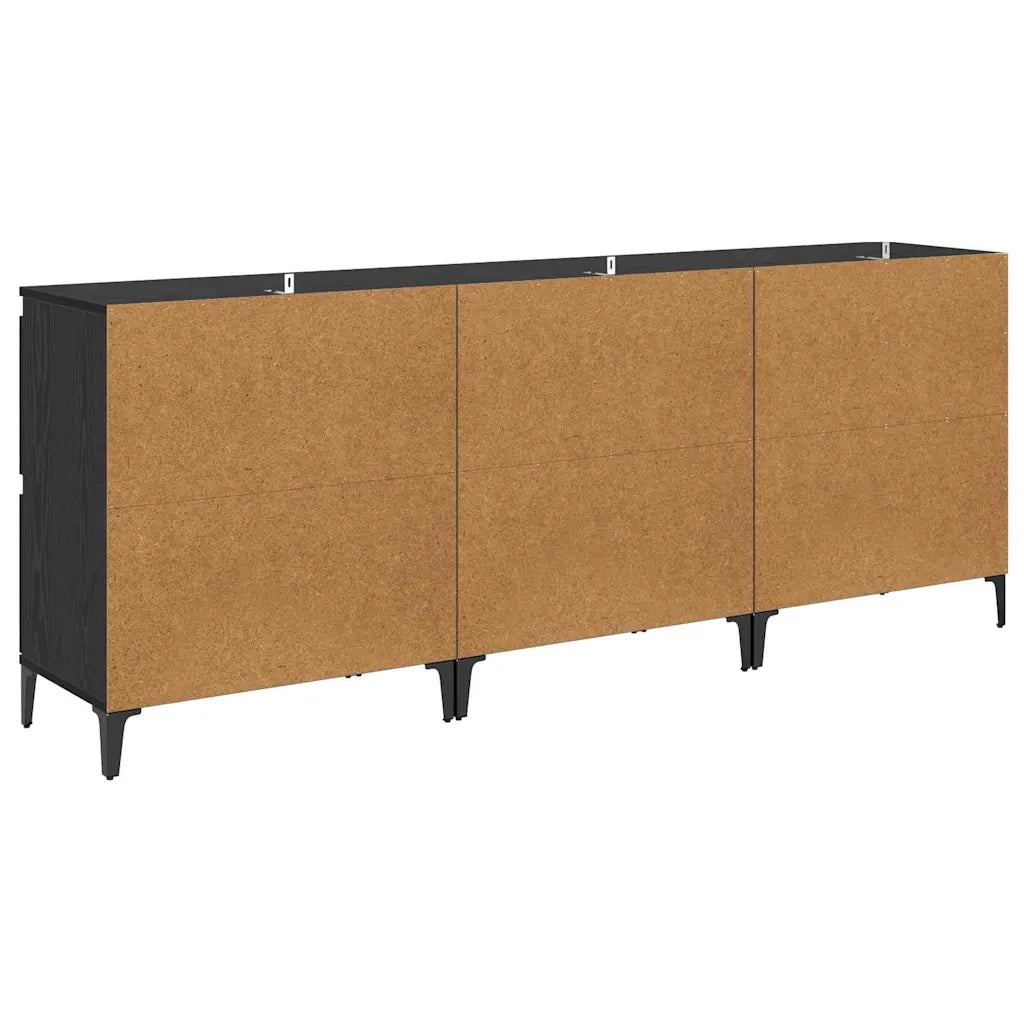Sideboards 3 pcs Rovere Nero 60 x 35 x 70 cm Legno multistrato