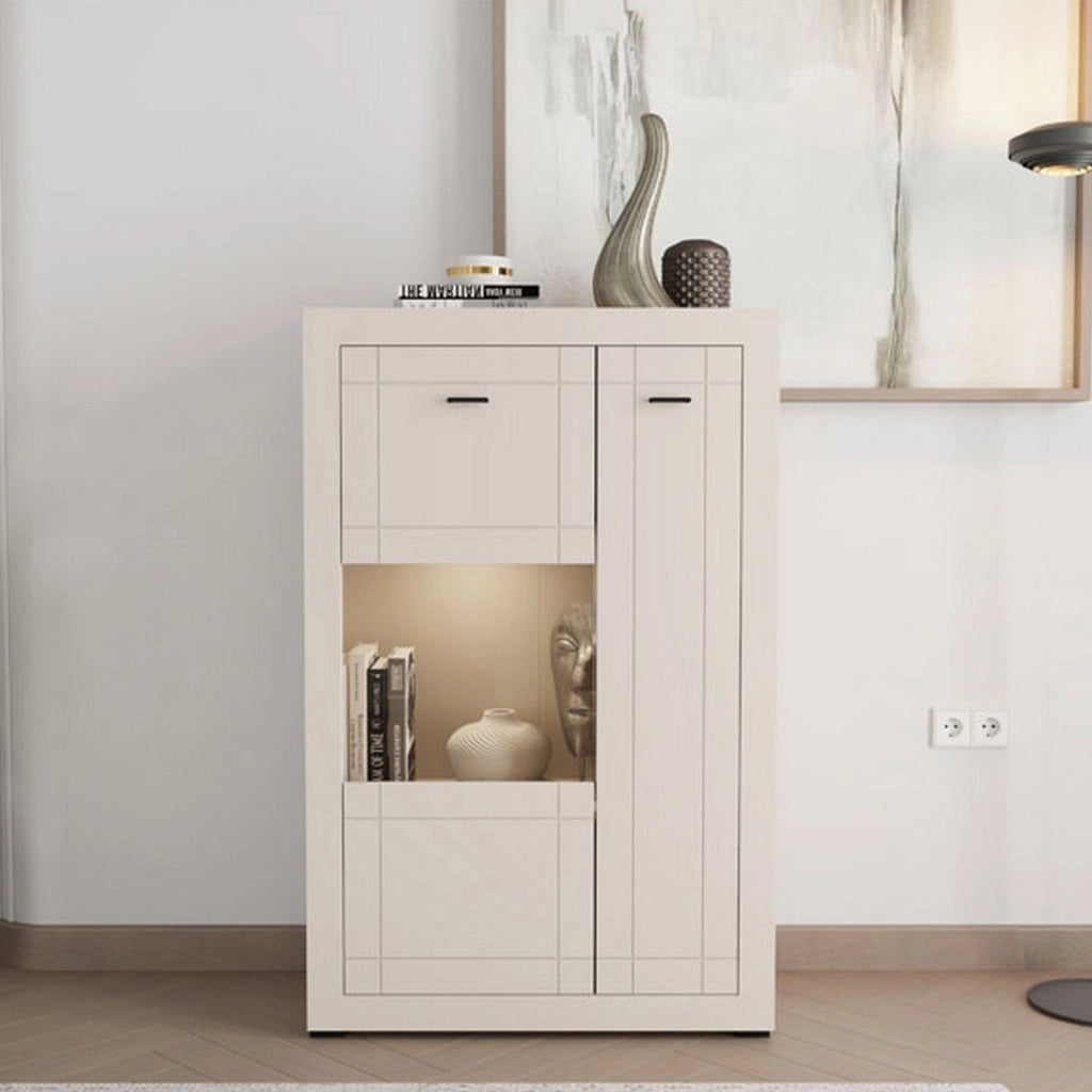 Mobile Espositore Imbaro, Vetrina 2 Ripiani, 83.5x35x130h cm Beige