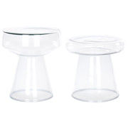 Set di 2 Tavoli da caffè in vetro trasparente moderno di forma ovale design moderno contemporaneo