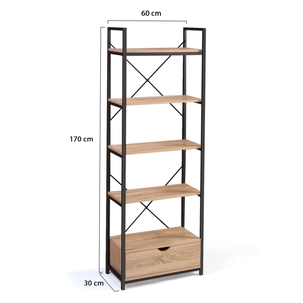IDMarket - Scaffale a 5 livelli con cassetto DETROIT design industriale