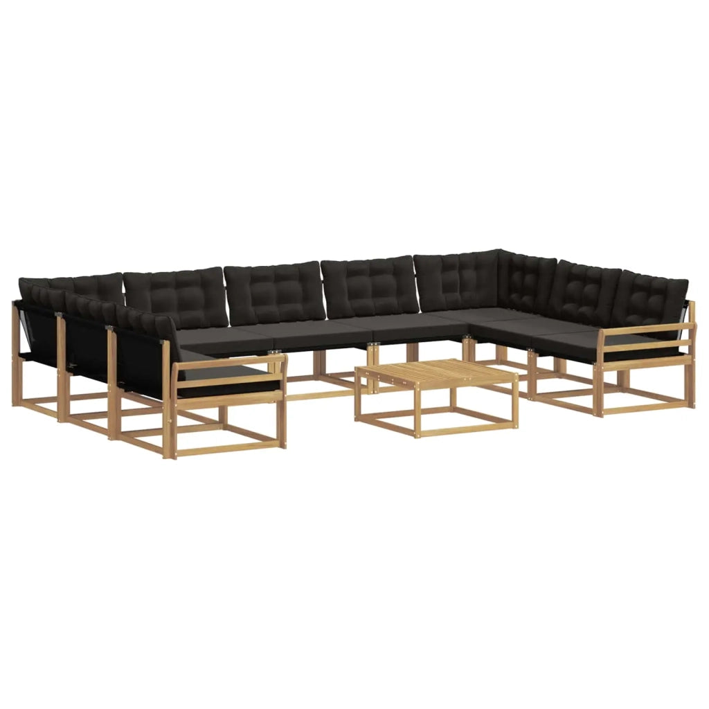 Set di divani da esterno con cuscino 10 pcs Bianco e Nero