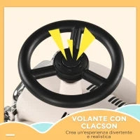 Macchina per Bambini 12-36 mesi con Clacson e Vano Portaoggetti a Scomparsa, in PP e Metallo, 58x27x35 cm