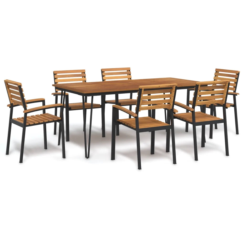Set Pranzo da Giardino 7 pz Legno Massello di Acacia e Metallocod mxl 100319