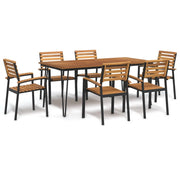 Set Pranzo da Giardino 7 pz Legno Massello di Acacia e Metallocod mxl 100319