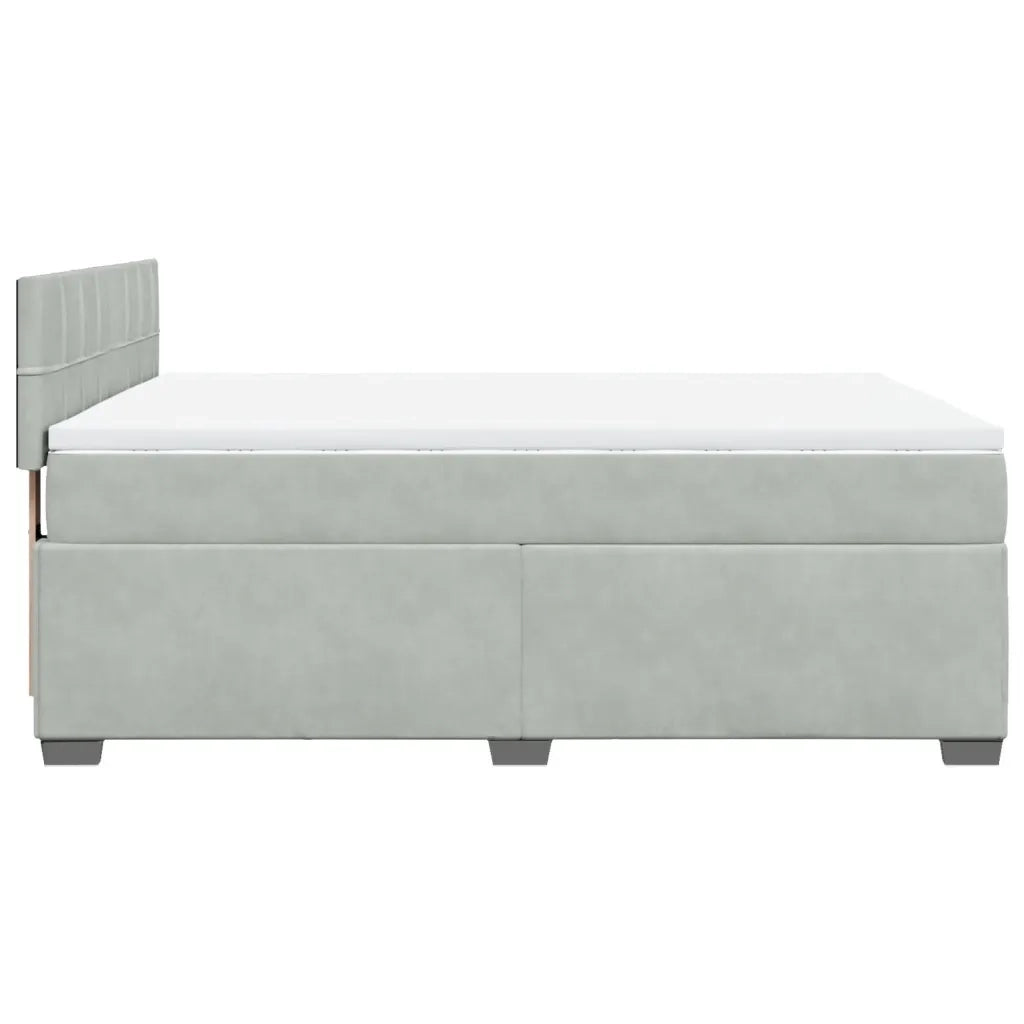 Giroletto a Molle con Materasso Grigio Chiaro 160x200cm Velluto