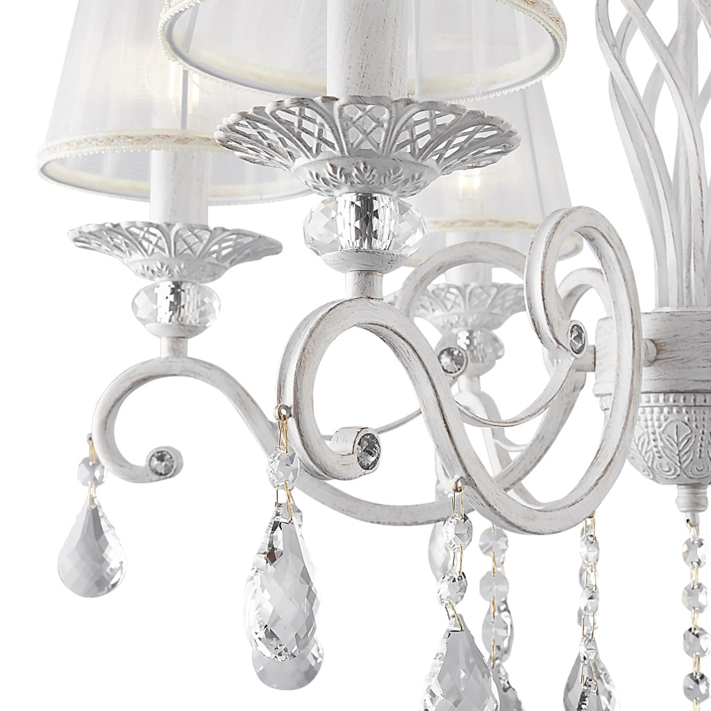 Maytoni lampadario shabby chic Grace 6 luci E14 bianco metallo diffusore PVC