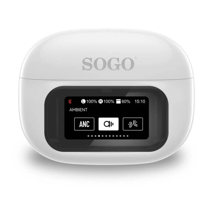 Auricolari wireless Bluetooth 5.4 con display LCD, ANC+ENC, 25dB riduzione rumore, autonomia 24h - SOGO