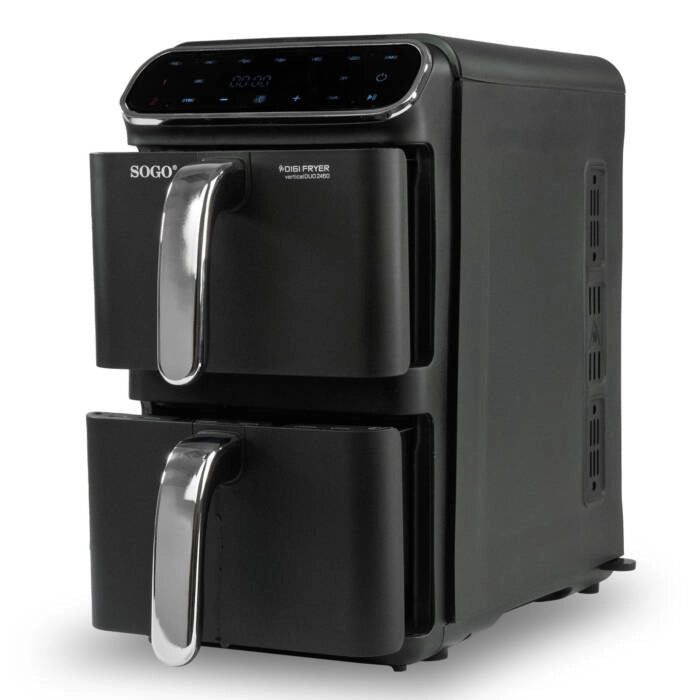 Friggitrice ad aria doppia 11L 1800W con 2 cestelli indipendenti 5,5L, display touch e temperatura fino a 230°C - Sogo