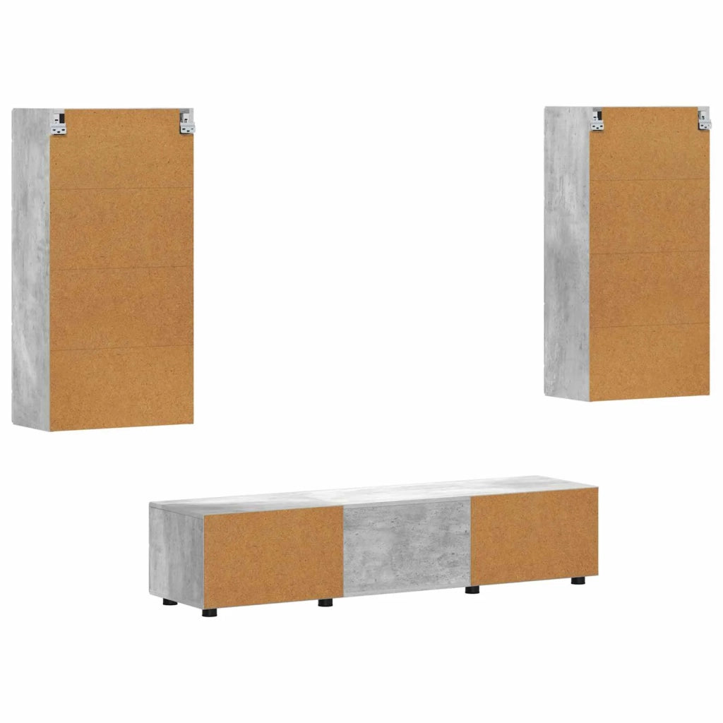 Set mobile TV FLORIN 3 pcs Grigio cemento Legno multistrato 3397927