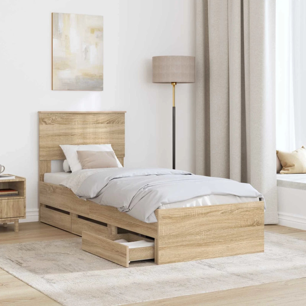 Struttura del letto con cassetto Rovere Sonoma 75 x 190 cm