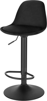 Sgabello da Cucina Moderno, Sedia Alta da Bar Regolabile in Altezza, Sgabello Imbottito Girevole con Schienale e Poggiapiedi, Nero Inchiostro, 1050BY-1