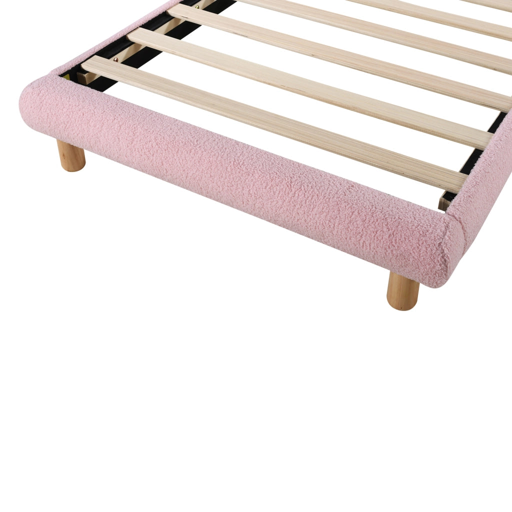 LETTO singolo 90x200 cm imbottito in Bouclé rosa