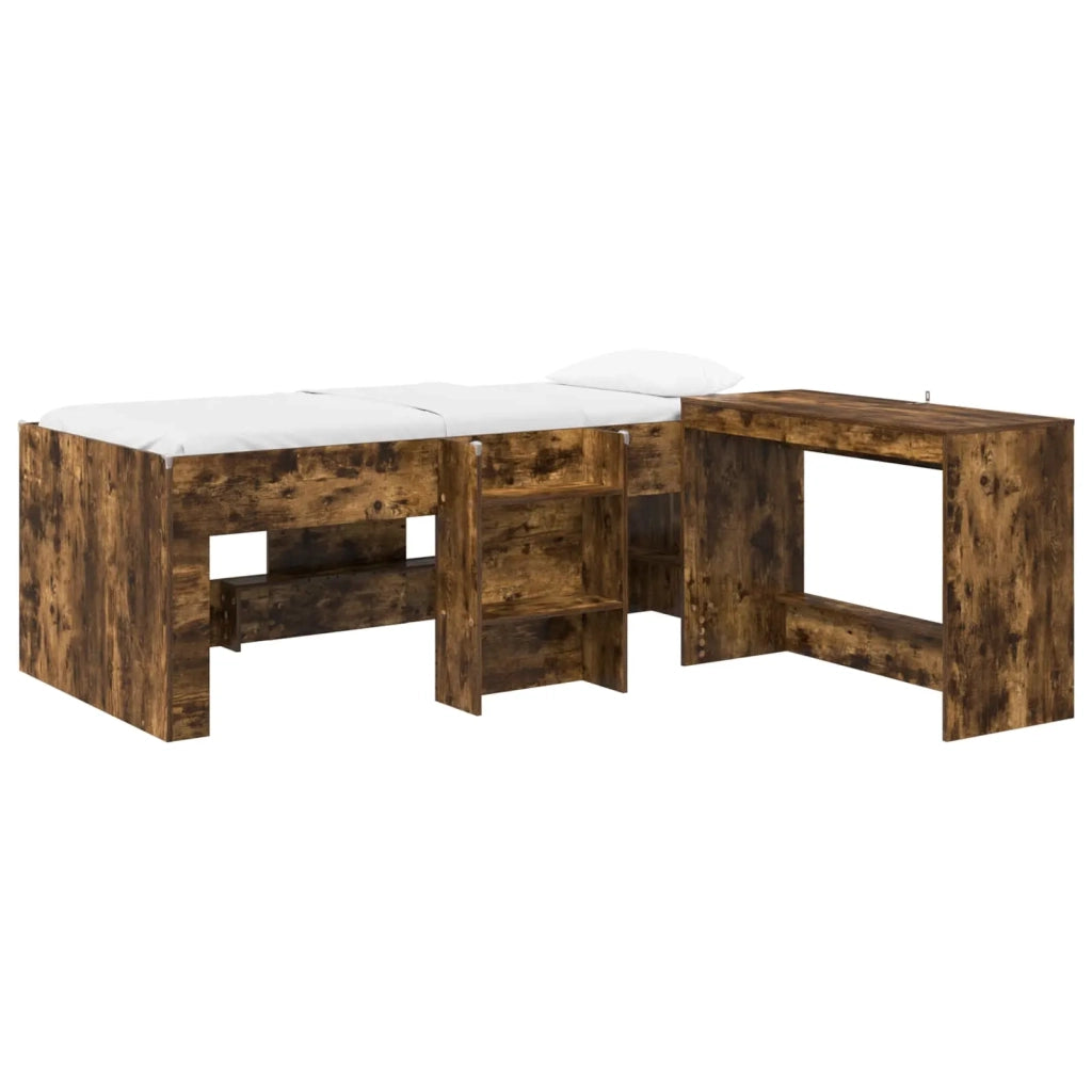 Letto alto per bambini con scrivania 2 pz Rovere Fumo 3423442