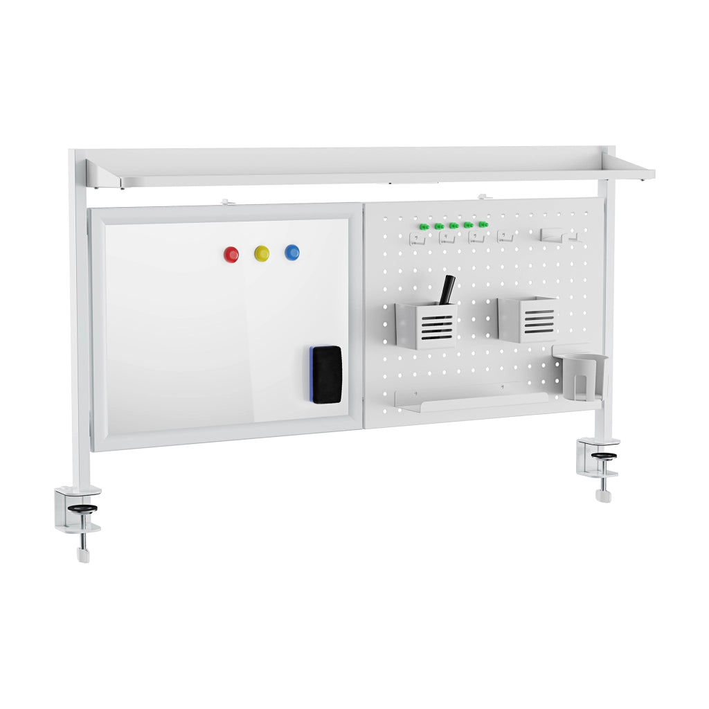 Organizzatore Virvik Pannello Forato da Scrivania con Morsetti 117 x 73 cm - Bianco [en.casa]
