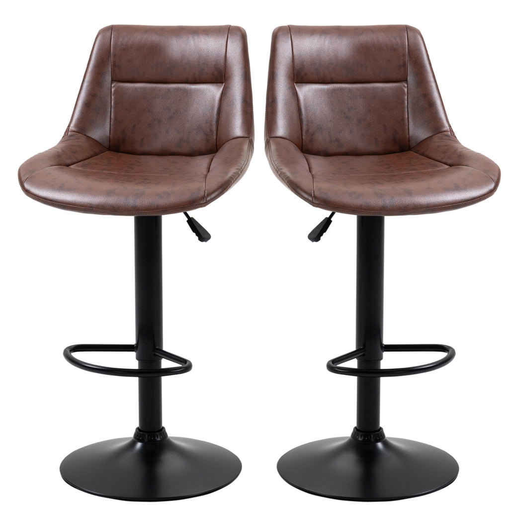 Set di 2 sgabelli da bar regolabili in altezza con poggiapiedi ¨C zephmum ¨C nero e marrone 46.5x50x108 cm