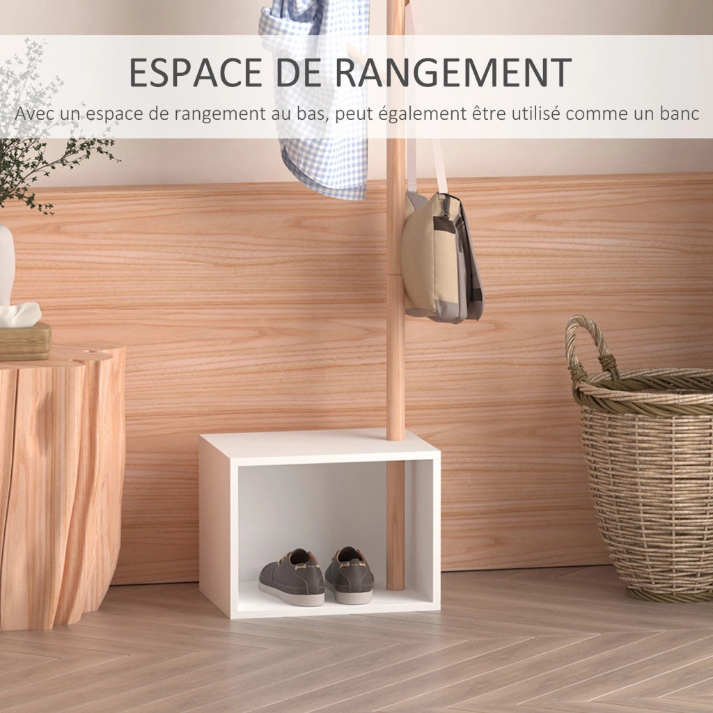 Appendiabiti con mobile e specchio ¨C zephmum ¨C bianco multistrato 40x30x180 cm