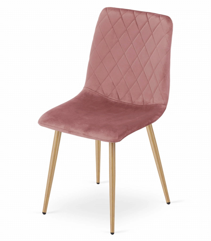 Sedia Valora TURIN in velluto rosa con gambe in legno per soggiorno