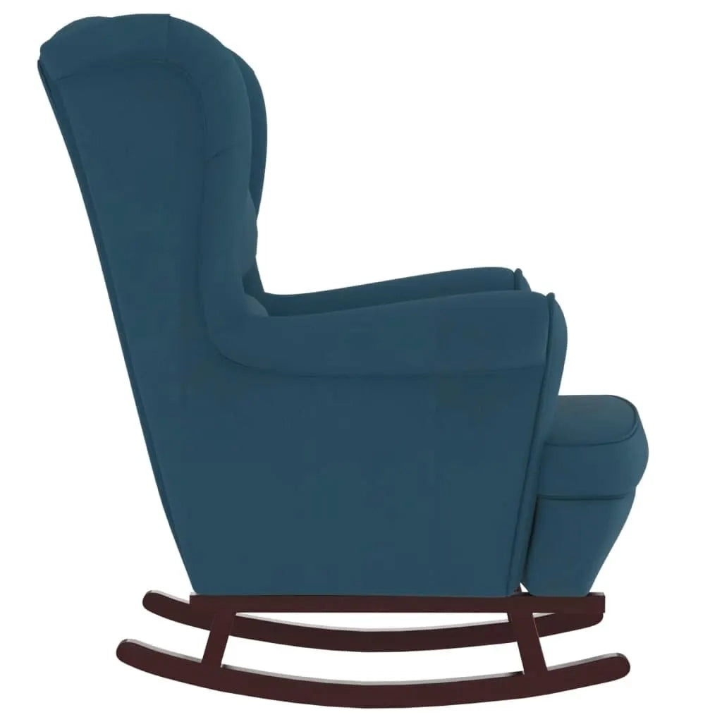 Sedia a dondolo con schienale alto in velluto blu CFW8813634