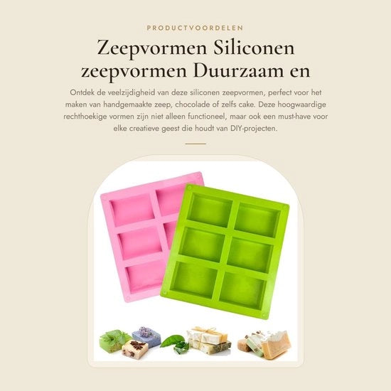 Due Forme a Rettangolo di Silicone - BPA Libero - Per Fondere Sapone/Cioccolato - Adatto per Forno/Congelatore - Facili da Sformare - Silicone Forma