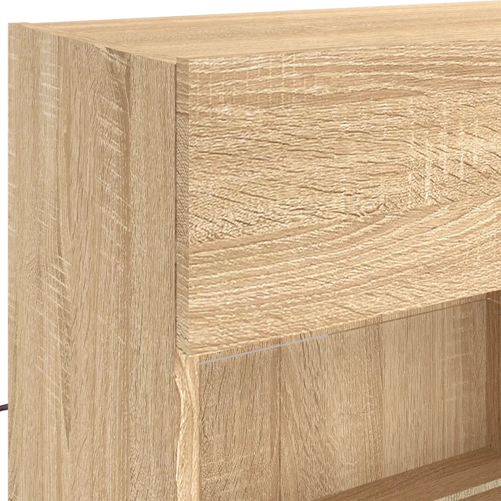 Mobile TV a Parete con Luci LED Rovere Sonoma 98,5x30x60,5 cm 837108