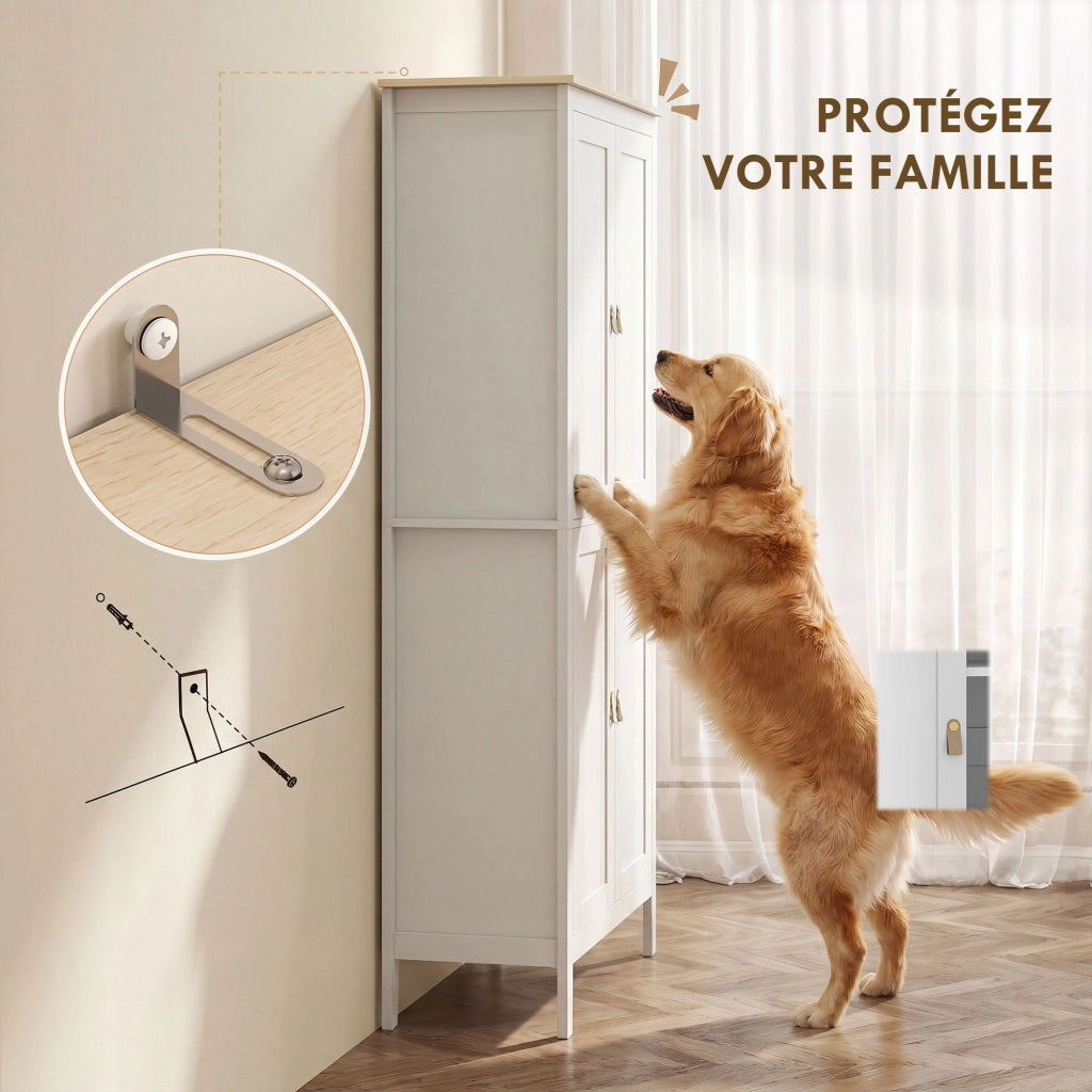 Buffet Cucina con LED e Rilevatore Movimento ¨C zephmum ¨C Bianco 80x40x176.5 cm