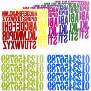 Etichette Colorate per Scrapbook e Kunsthandwerk - 8 Fogli - 25cm x 5cm - Lettere Grandi Self-Adesive - Vinyl Idrorepellente - Alfabeto e Numeri per Scrapbook e Kunsthandwerk.