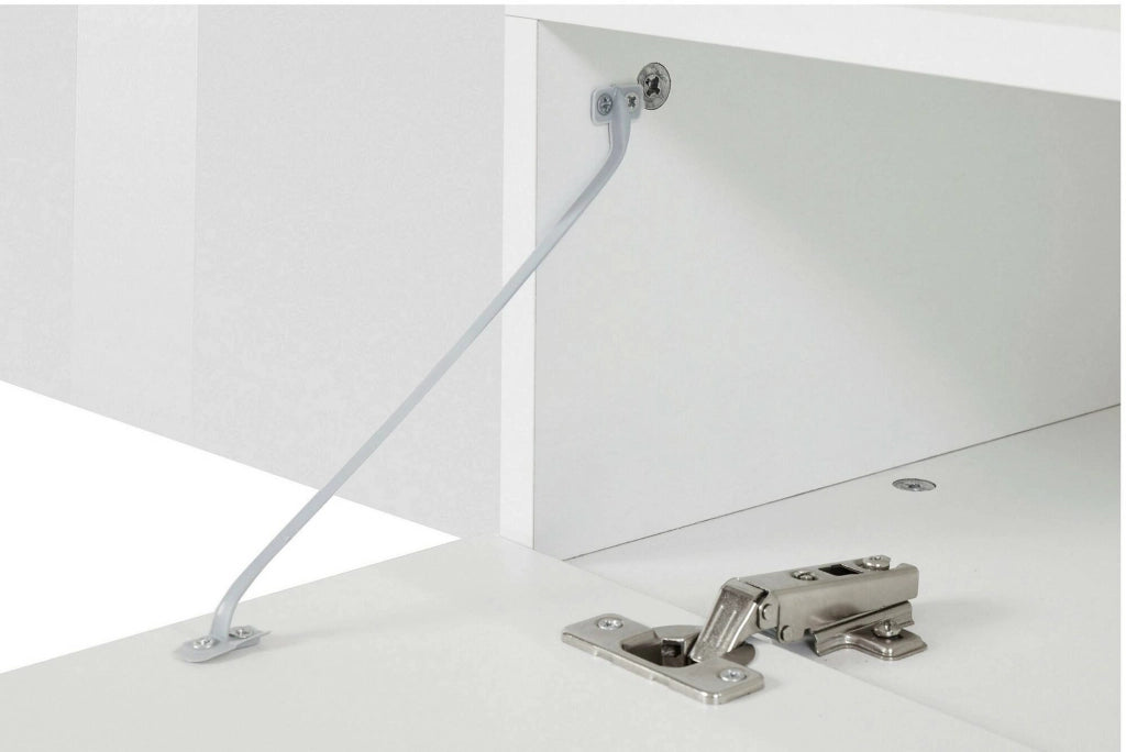 Mobile porta TV Animali, Credenza bassa da soggiorno a 3 ante, Base porta TV, 240x40h35 cm, Bianco lucido