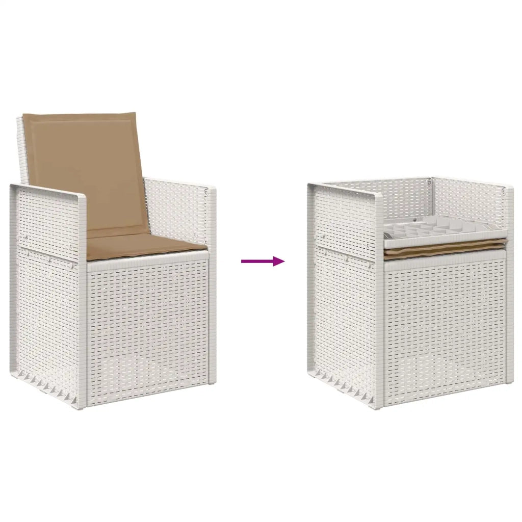 Sedie da pranzo da giardino 2 pcs Bianco e Tortora PP