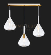 SOSPENSIONE OTTONE SAT. 3 LUCI RETTANGOLARE VETRI TRASPARENTE 1177OS-S3 R-TR